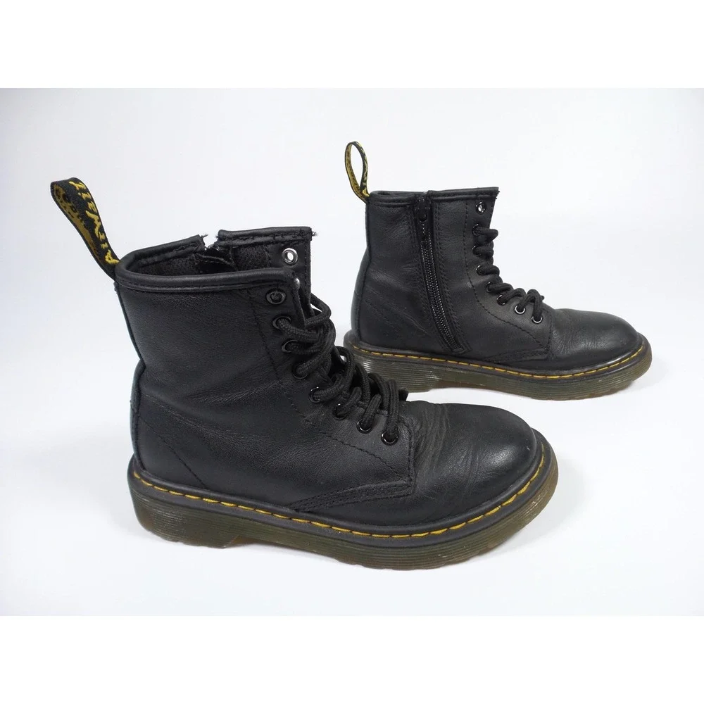 Dr Martens‎ Junior Shoes Youth Size 13 Black Leather Boots Zip Lace Up 1460J